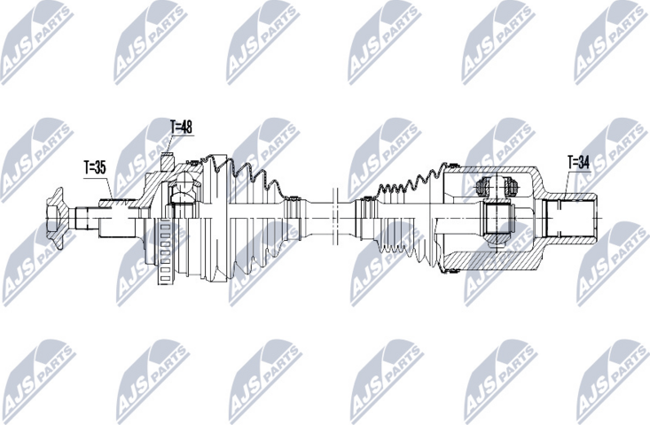 Полуось (привод в сборе, приводной вал) NTY. Артикул NPW-ME-073