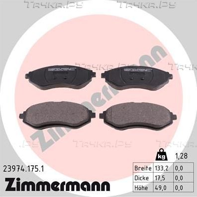 Тормозные колодки Zimmermann передние для Daewoo Kalos 2002-2007. Артикул 23974.175.1