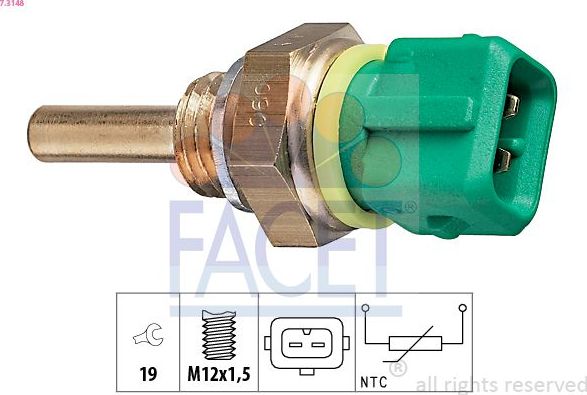 Датчик температуры охлаждающей жидкости Facet Made in Italy - OE Equivalent для Citroen Saxo 1996-2003. Артикул 7.3148