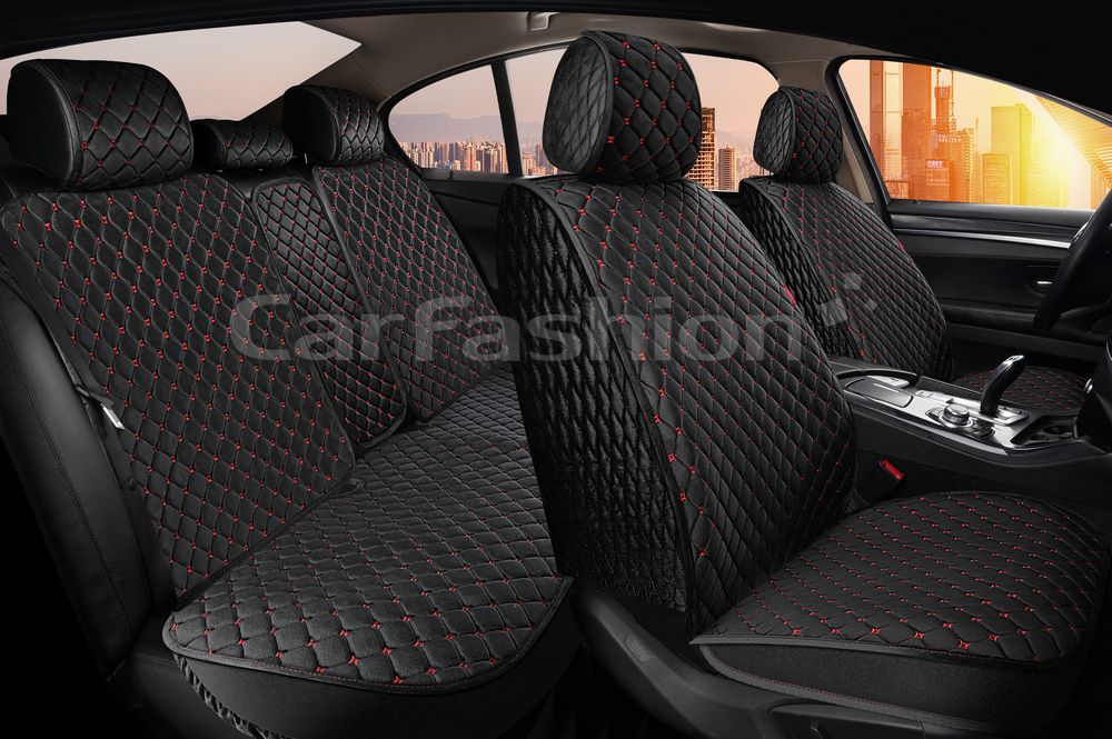 Накидки универсальные CarFashion Sultan Plus для авто, цвет Черный/Черный/Красный. Артикул 22722