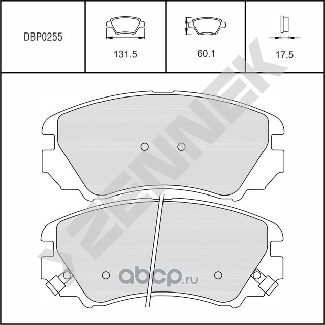 Колодки тормозные дисковые передние HYUNDAI ELANTRA 00->, SONATA 98-15 (Zennek). Артикул DBP0255