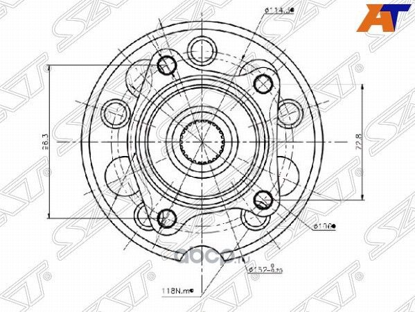 Ступичный узел RR TOYOTA RAV4 ACA2 00- 4WD (SAT). Артикул ST4241042020