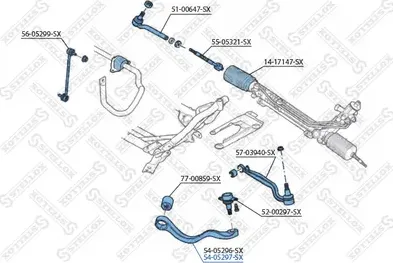 Поперечный рычаг передней подвески Stellox. Артикул 54-05297-SX