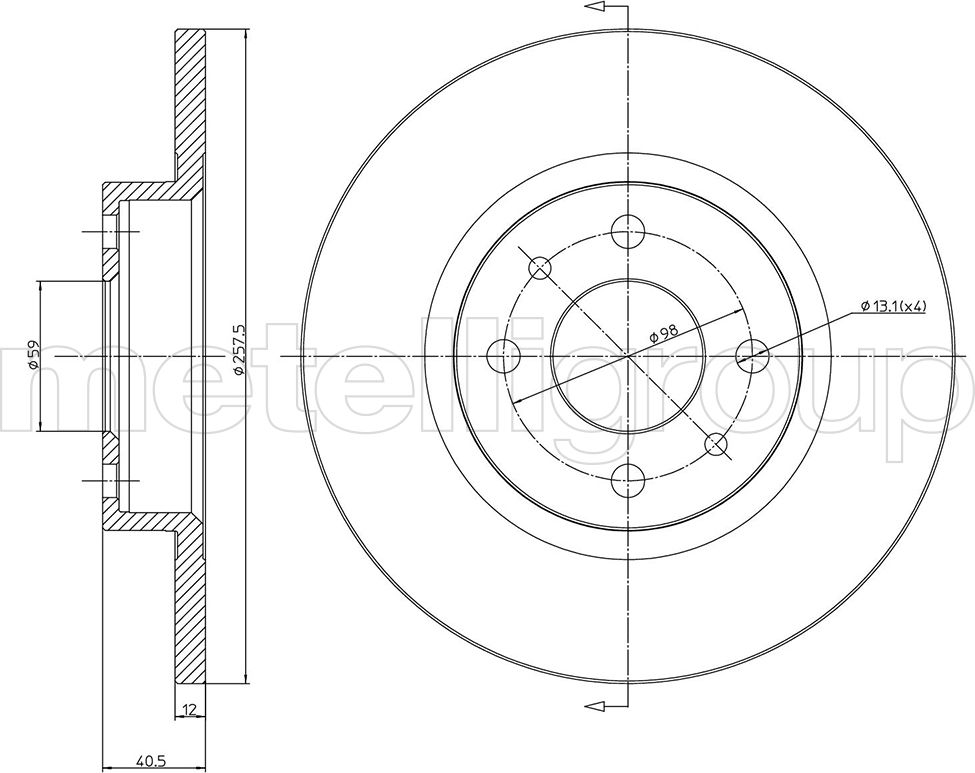 Тормозной диск Metelli. Артикул 23-0179