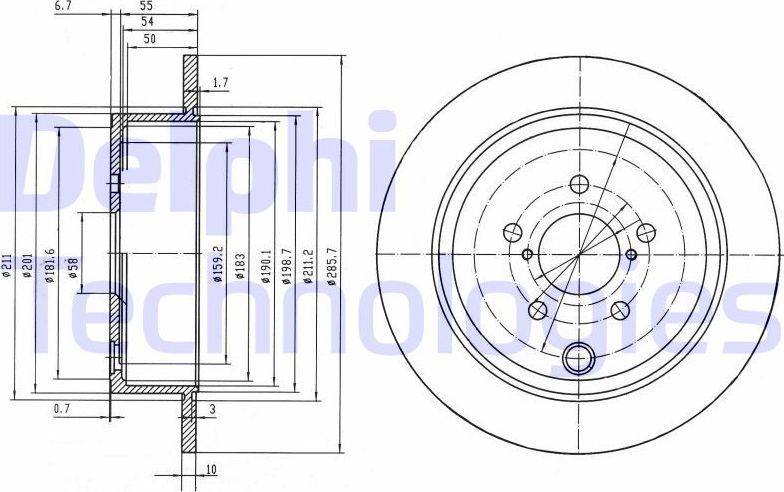Тормозной диск Delphi задний для Subaru Impreza III 2008-2014. Артикул BG4158