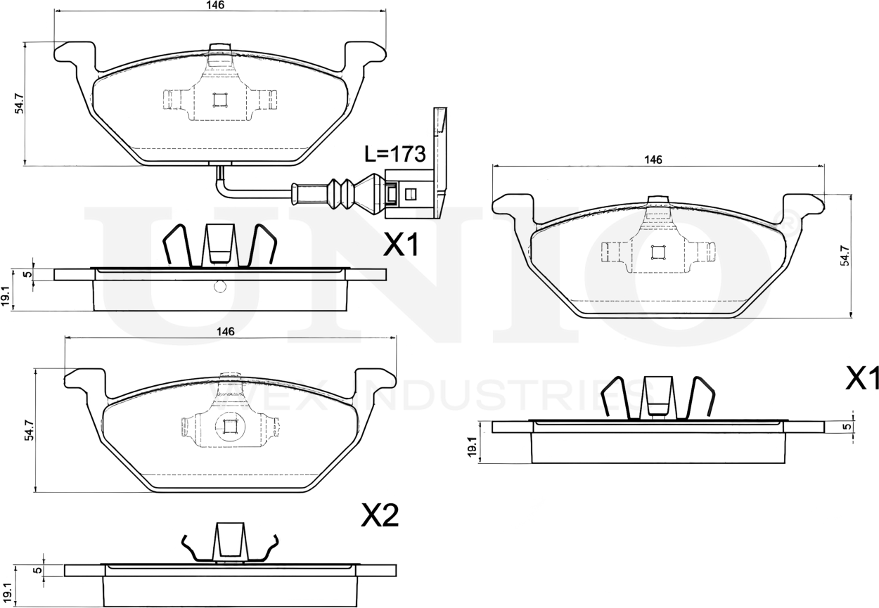 Колодки тормозные дисковые, комплект (Unio). Артикул BRP-20065