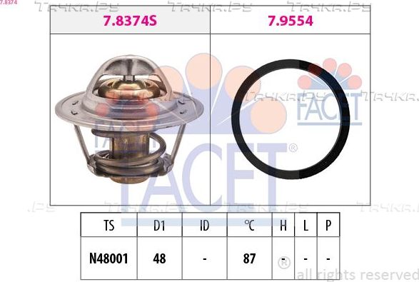 Термостат Facet Made in Italy - OE Equivalent для Daewoo Kalos 2002-2007. Артикул 7.8374