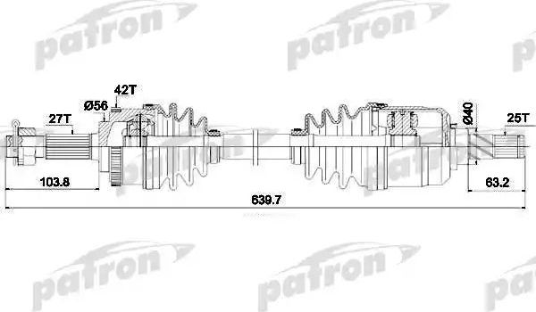 Полуось (привод в сборе, приводной вал) Patron передняя левая для Nissan Primera P10 1990-1998. Артикул PDS1620