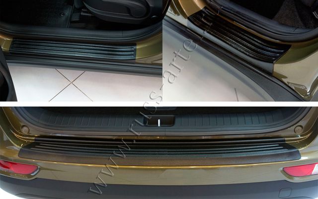 Защитный комплект №1 Русская Артель (накладки на внутренние пороги дверей и задний бампер) для Kia Sportage IV 2016-2018 дорестайлинг. Артикул ZKK-189102