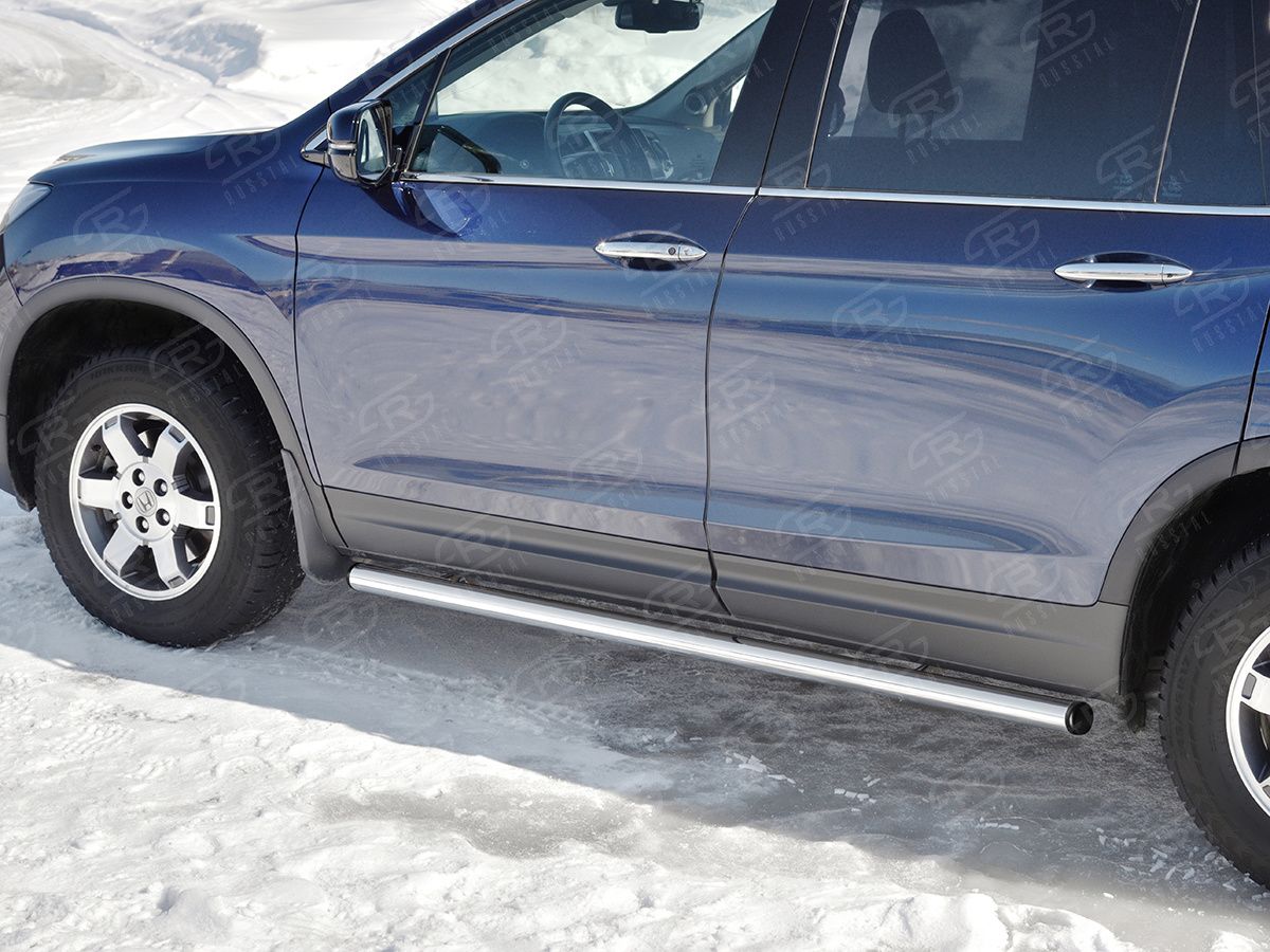 Защита порогов RusStal труба d63 (вариант 2) для Honda Pilot III 2016-2026. Артикул HPT-0029222