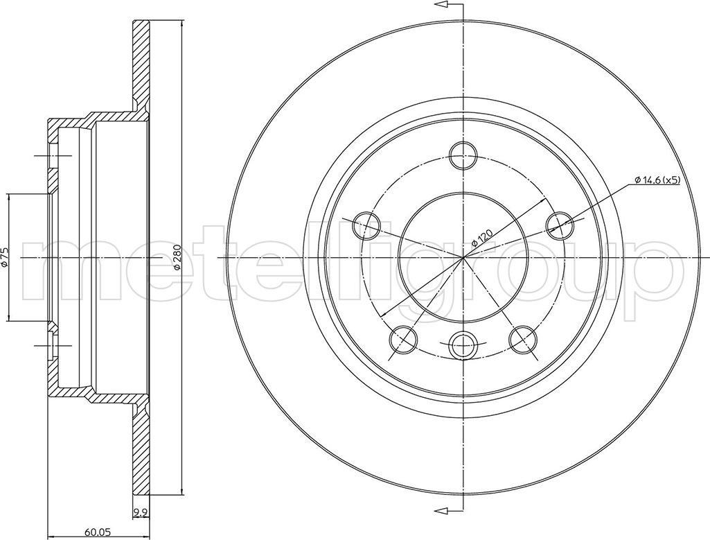 Тормозной диск Metelli. Артикул 23-0229C