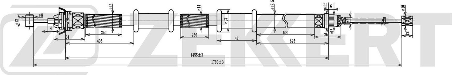 Трос ручника (тросик ручного тормоза) Zekkert. Артикул BZ-1172