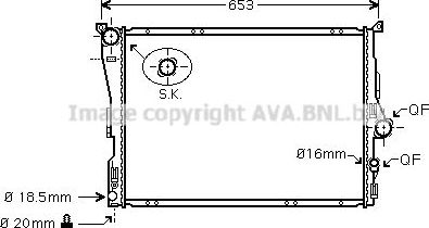 Радиатор охлаждения двигателя AVA для BMW X3 I (E83) 2006-2010. Артикул BW2343
