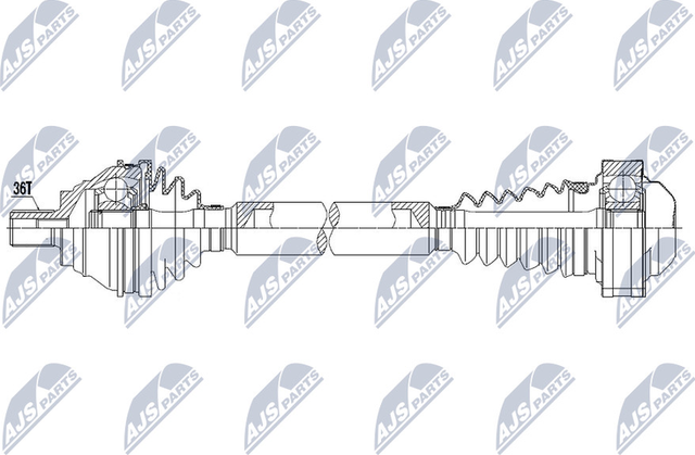 Полуось (привод в сборе, приводной вал) NTY передняя правая для Skoda Superb II 2008-2015. Артикул NPW-VW-059