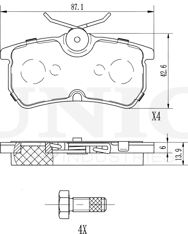Колодки тормозные дисковые, комплект (Unio). Артикул BRP-20217