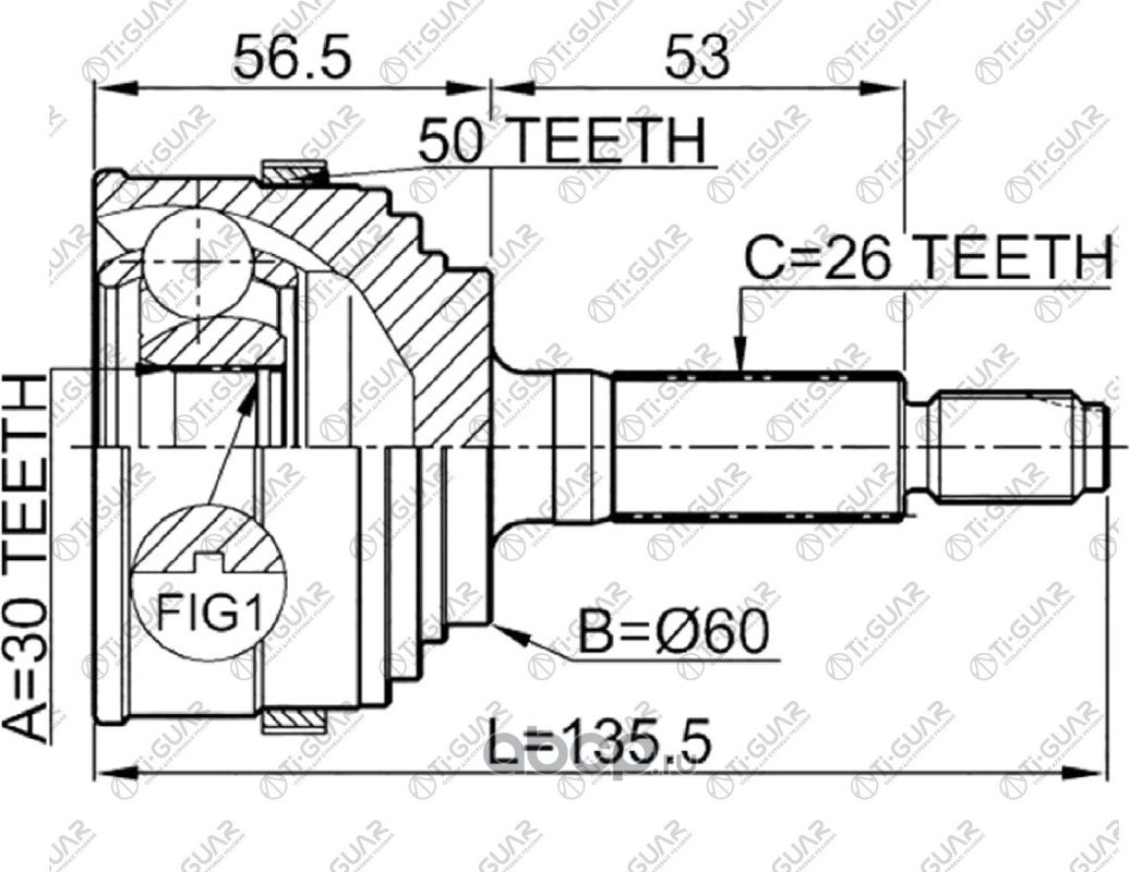 Шрус (TI-Guar). Артикул TG4455Z50