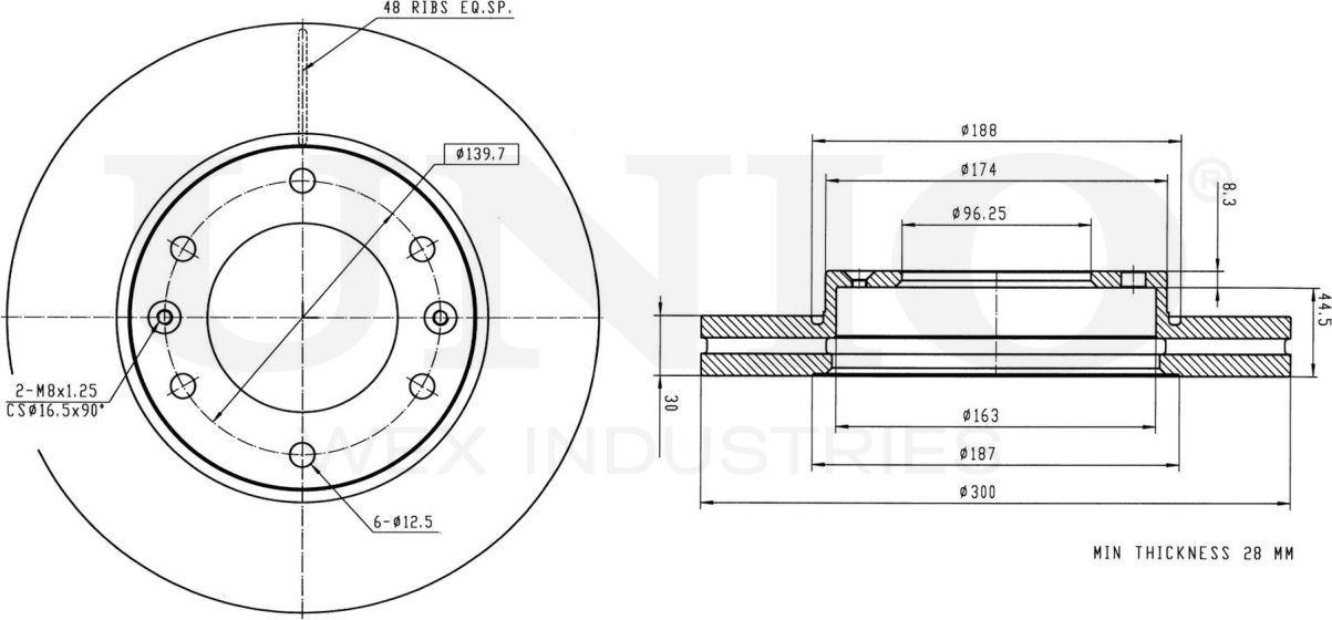 Диск тормозной (Unio). Артикул BRD-20166