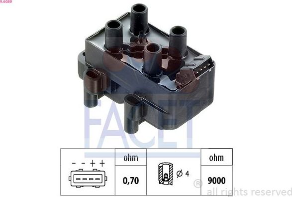 Катушка зажигания Facet Made in Italy - OE Equivalent. Артикул 9.6089