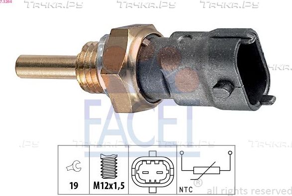 Датчик температуры охлаждающей жидкости Facet Made in Italy - OE Equivalent для Fiat Freemont 2011-2016. Артикул 7.3264