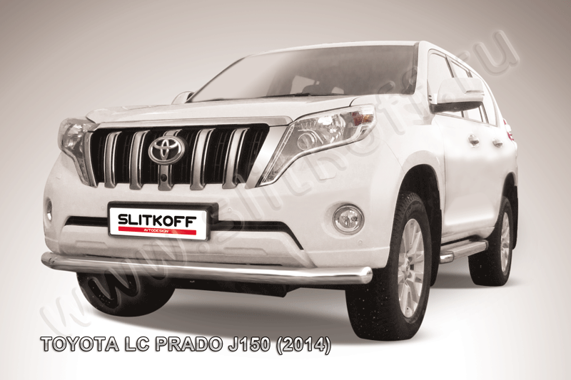 Защита Slitkoff переднего бампера d76 для Toyota Land Cruiser Prado 150 2013-2017. Артикул TOP14-003
