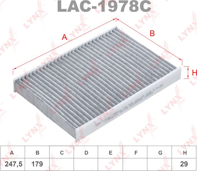 Салонный фильтр LYNXauto. Артикул LAC-1978C