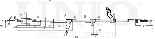 Трос ручного тормоза (Unio). Артикул CAB-60045