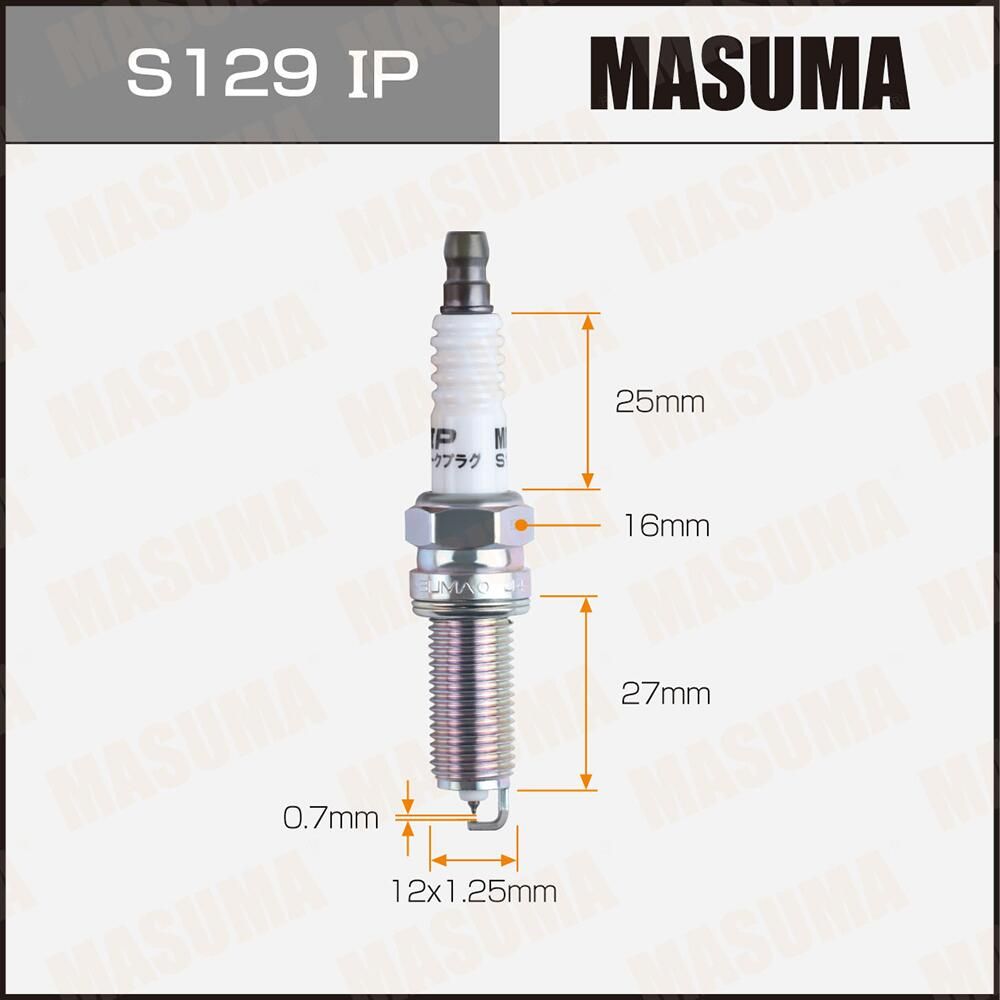 Свеча зажигания MASUMA IRIDIUM+PLATINUM (ILKR9Q7G). Артикул S129IP