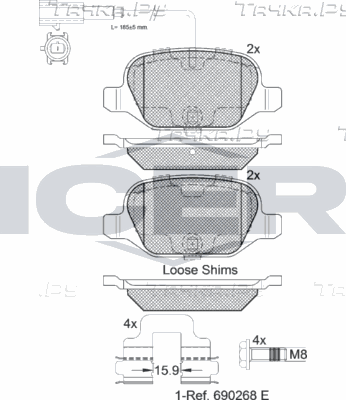 Тормозные колодки Icer для Alfa Romeo MiTo I 2008-2018. Артикул 182037