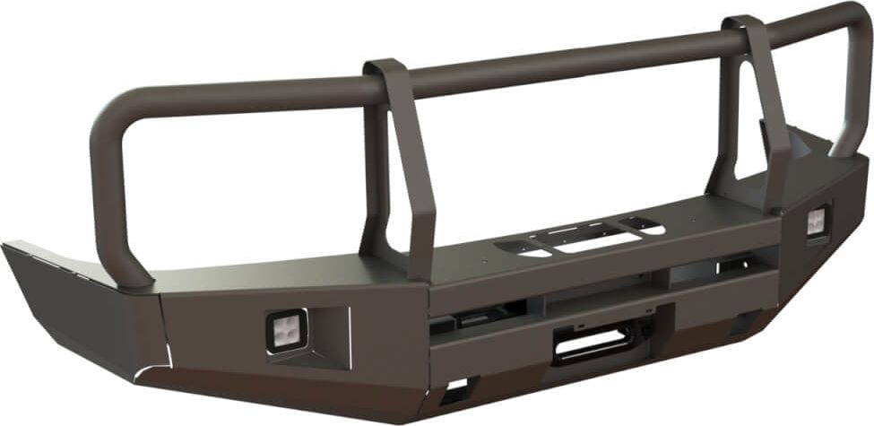 Бампер силовой STC передний для Toyota Land Cruiser 100 1998-2007 с защитой фар и противотуманными фарами. Артикул STC-TLC100-BF-C2-L1