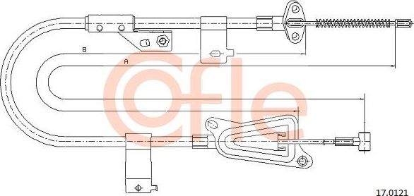 Трос ручника (тросик ручного тормоза) Cofle задний правый для Nissan Almera N16 2000-2006. Артикул 92.17.0121