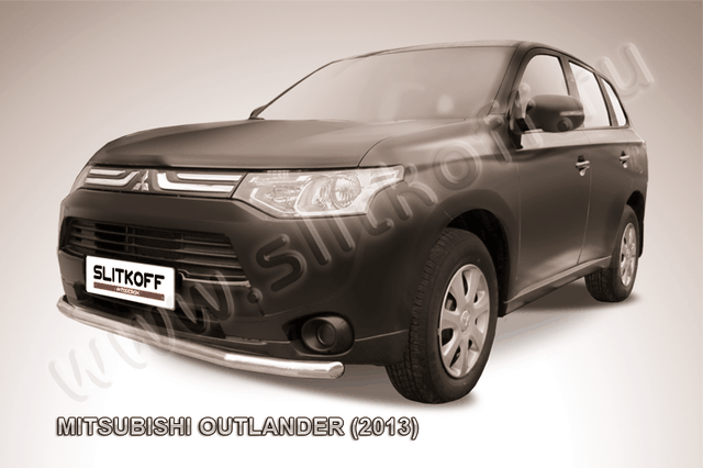 Защита Slitkoff переднего бампера d57 для Mitsubishi Outlander III 2013-2014. Артикул MOUT13-003