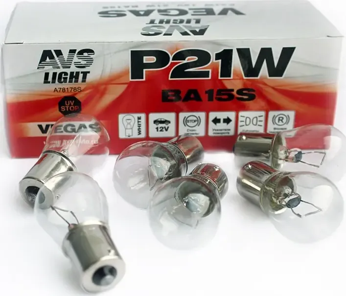 ЛАМПА AVS VEGAS 12V. P21WBA15S BOX10 ШТ.. Артикул A78178S