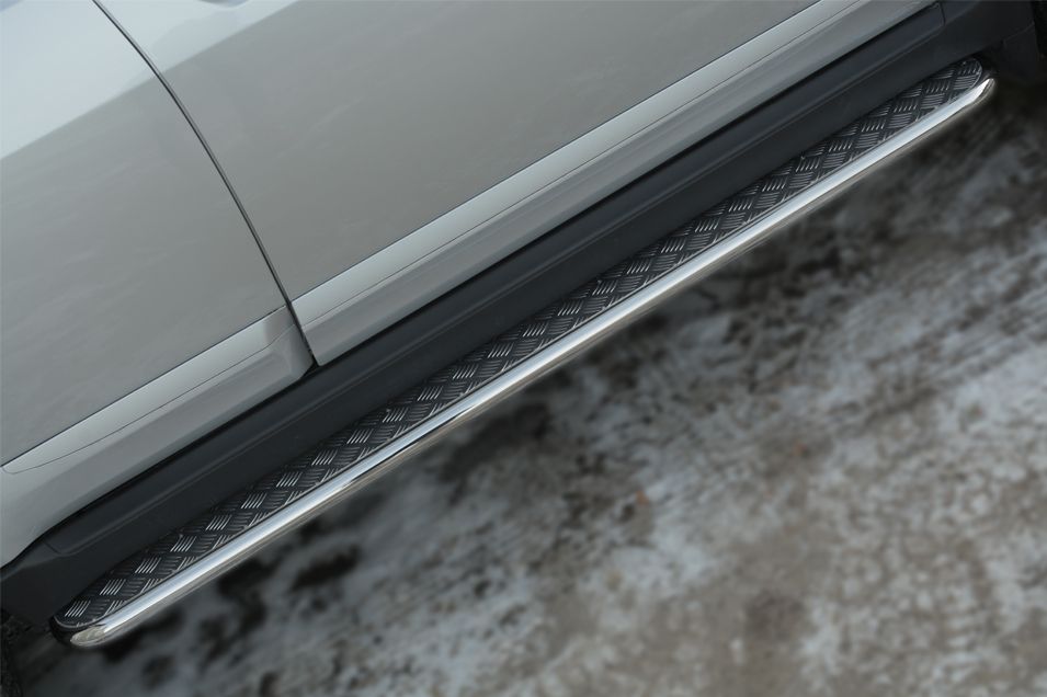 Защита порогов RusStal труба d42 с листом для Great Wall Hover H3 2014-2016. Артикул GWH3L-001946