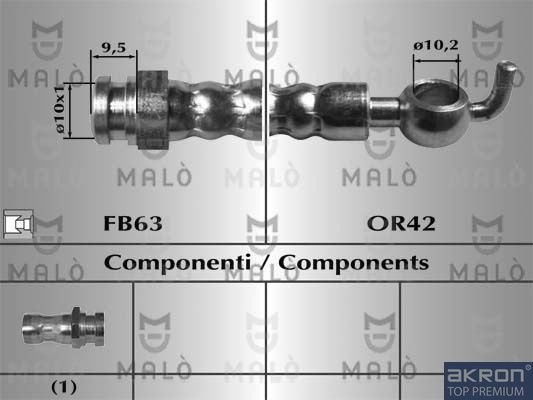 Тормозной шланг Malò передний для Mazda 626 V (GF) 1997-2002. Артикул 80042