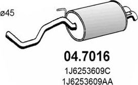 Глушитель (задняя часть) Asso для Volkswagen New Beetle I (A4) 1999-2010. Артикул 04.7016