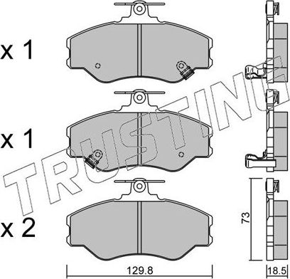 Тормозные колодки Trusting передние для Hyundai Porter III 1993-2000. Артикул 375.0