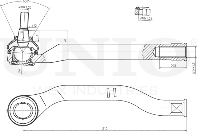 Наконечник рулевой тяги (Unio). Артикул SSP-10136