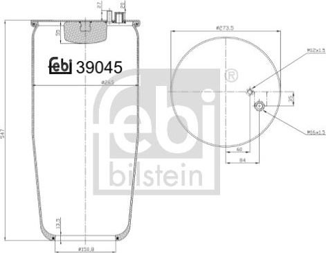Пневмоподушка (пневморессора) Febi Bilstein. Артикул 39045