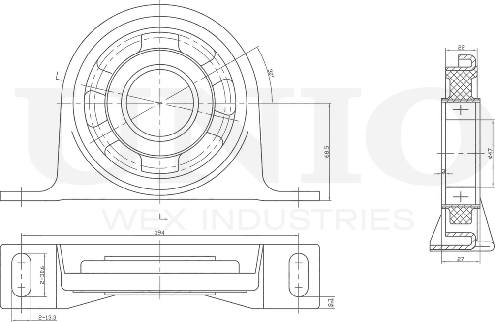 Опора карданного вала (Unio). Артикул RMP-15170