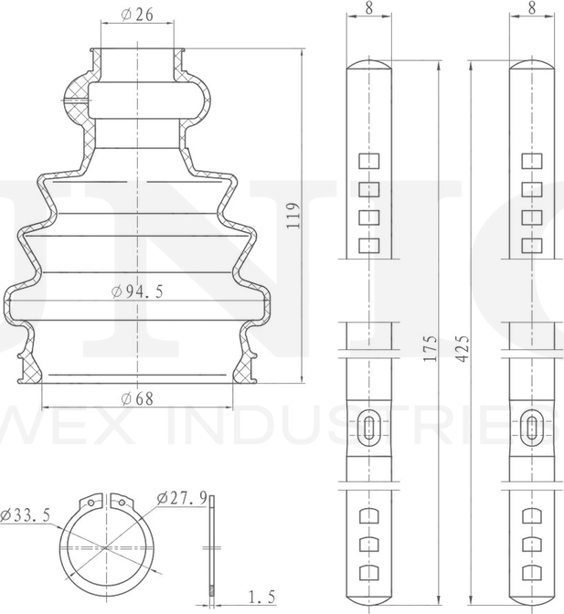Пыльник ШРУС, комплект (Unio). Артикул DUC-30009K