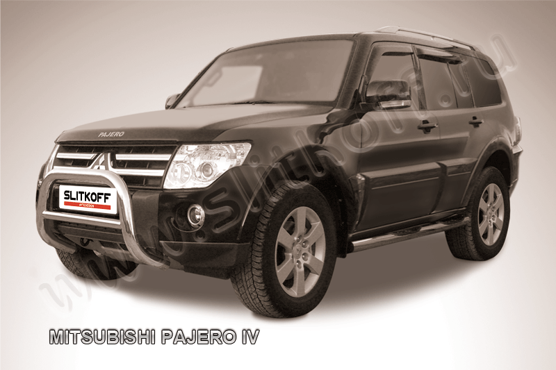 Кенгурятник Slitkoff d76 низкий для Mitsubishi Pajero IV 2006-2011. Артикул MPJ004