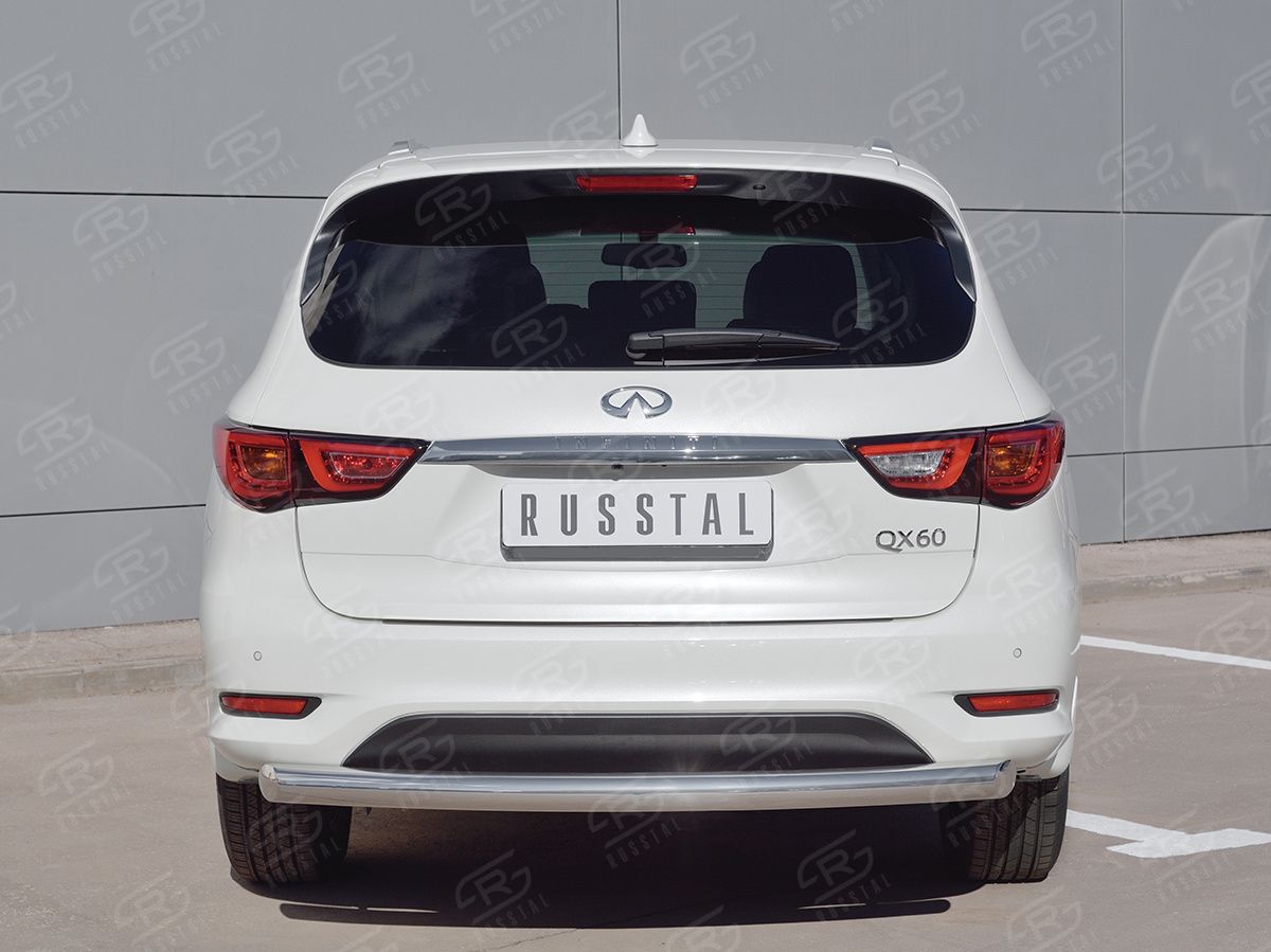 Защита RusStal заднего бампера d76 (дуга) для Infiniti QX60 2016-2026. Артикул IQXZ-002688