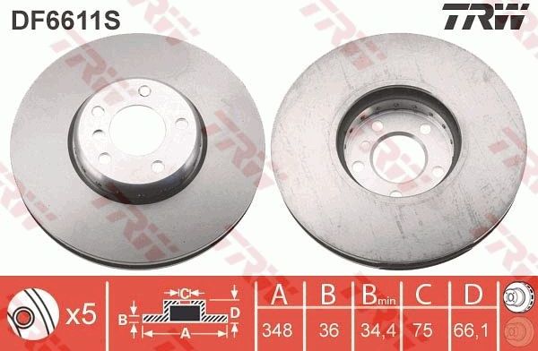 Тормозной диск TRW. Артикул DF6611S
