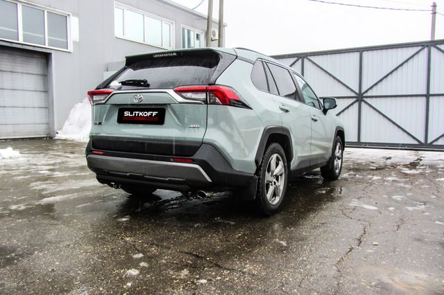 Защита Slitkoff заднего бампера d57 для Toyota RAV4 V 2018-2026 ЧЕРНАЯ матовая. Артикул TR419-005B