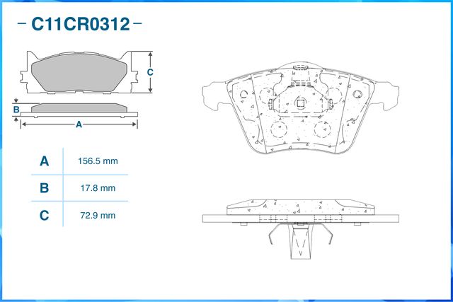 Колодки тормозные передние (Cworks). Артикул C11CR0312