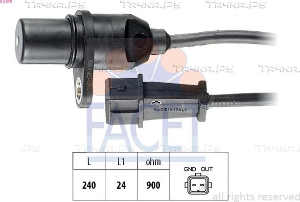 Датчик положения коленвала Facet Made in Italy - OE Equivalent для Kia Spectra II 2004-2009. Артикул 9.0279