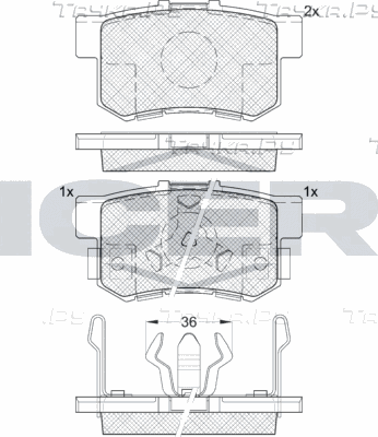 Тормозные колодки Icer задние для Honda Accord IX 2014-2026. Артикул 181718