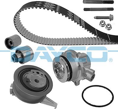 Помпа (водяной насос) с комплектом ремня ГРМ Dayco. Артикул KTBWP8840
