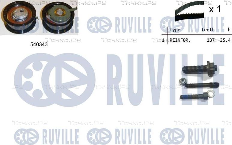 Ремень ГРМ с роликами (комплект) Ruville для Volkswagen Golf III 1991-1999. Артикул 550225