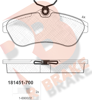 Тормозные колодки R Brake передние для Citroen C3 II 2009-2016. Артикул RB1451-700